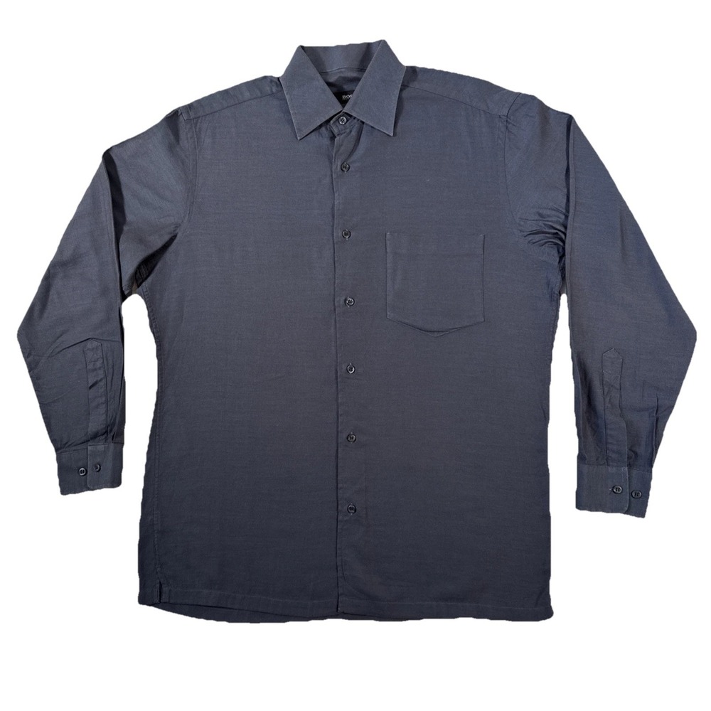 Hugo Boss Blue Twill‎ long Sleeve Button Up 15 32/22 Medium 100% Cotton